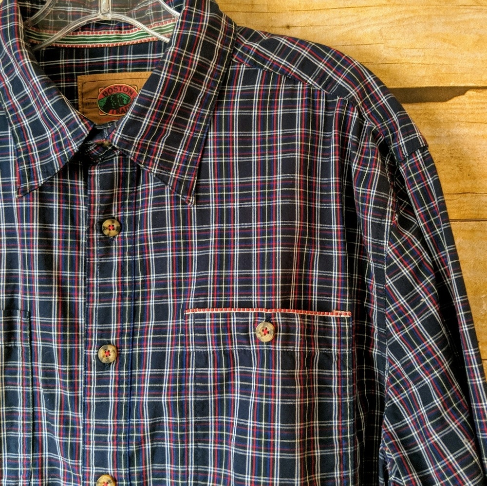 Boston Traders | Blue/Red/White Plaid Shirt | XL